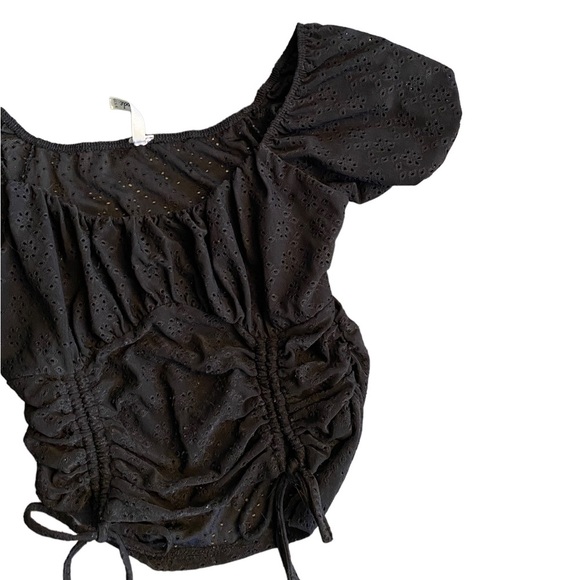 {New Made} Eye light Lace Peasant Sleeve Top Rushed Side - Picture 3 of 7